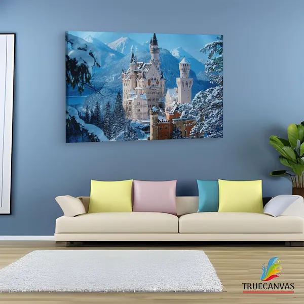 Multicolor_Neuschwanstein_Castle,_Wooden_Framed_Canvas_Paintings_|_For_Living_Room_|_Bedroom_|_Office_|_Gallery_|_Ready_Wall_Mount_Canvas_Wall_Art_Painting_|_Size_-_12_X_18In,_Ct0256