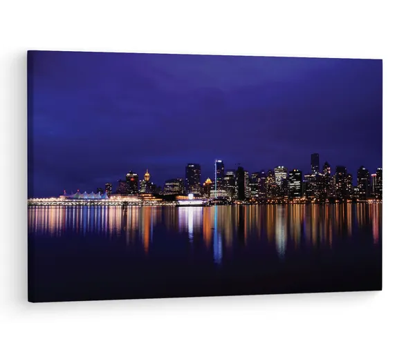 Multicolor_Vancouver_Skyline_At_Night_4K,_Wooden_Framed_Canvas_Paintings_|_For_Living_Room_|_Bedroom_|_Office_|_Gallery_|_Ready_Wall_Mount_Canvas_Wall_Art_Painting_|_Size_-_12_X_18In,_Ct0258