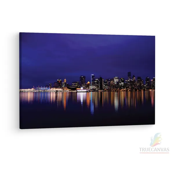 Multicolor_Vancouver_Skyline_At_Night_4K,_Wooden_Framed_Canvas_Paintings_|_For_Living_Room_|_Bedroom_|_Office_|_Gallery_|_Ready_Wall_Mount_Canvas_Wall_Art_Painting_|_Size_-_12_X_18In,_Ct0258