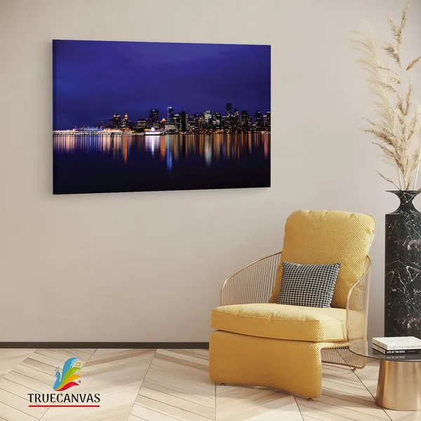 Multicolor_Vancouver_Skyline_At_Night_4K,_Wooden_Framed_Canvas_Paintings_|_For_Living_Room_|_Bedroom_|_Office_|_Gallery_|_Ready_Wall_Mount_Canvas_Wall_Art_Painting_|_Size_-_12_X_18In,_Ct0258