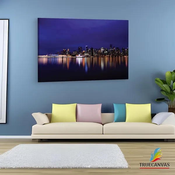 Multicolor_Vancouver_Skyline_At_Night_4K,_Wooden_Framed_Canvas_Paintings_|_For_Living_Room_|_Bedroom_|_Office_|_Gallery_|_Ready_Wall_Mount_Canvas_Wall_Art_Painting_|_Size_-_12_X_18In,_Ct0258