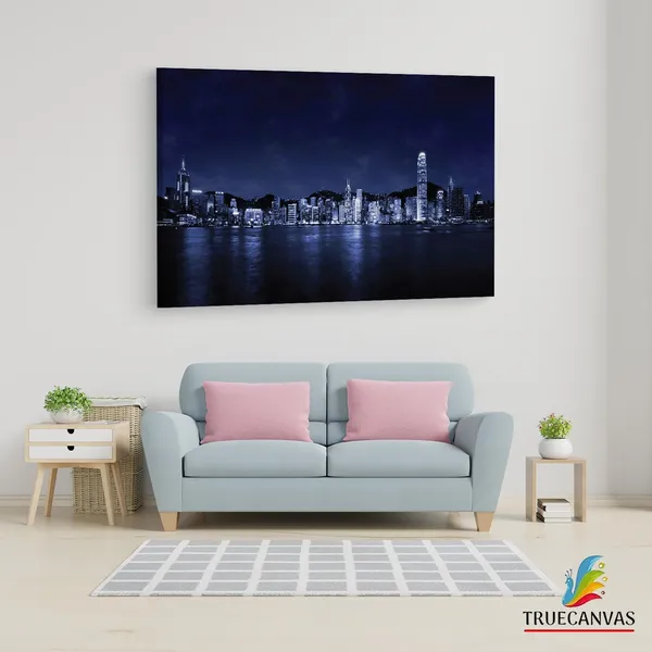 Multicolor_Hong_Kong_Skyline,_Wooden_Framed_Canvas_Paintings_|_For_Living_Room_|_Bedroom_|_Office_|_Gallery_|_Ready_Wall_Mount_Canvas_Wall_Art_Painting_|_Size_-_12_X_18In,_Ct0262