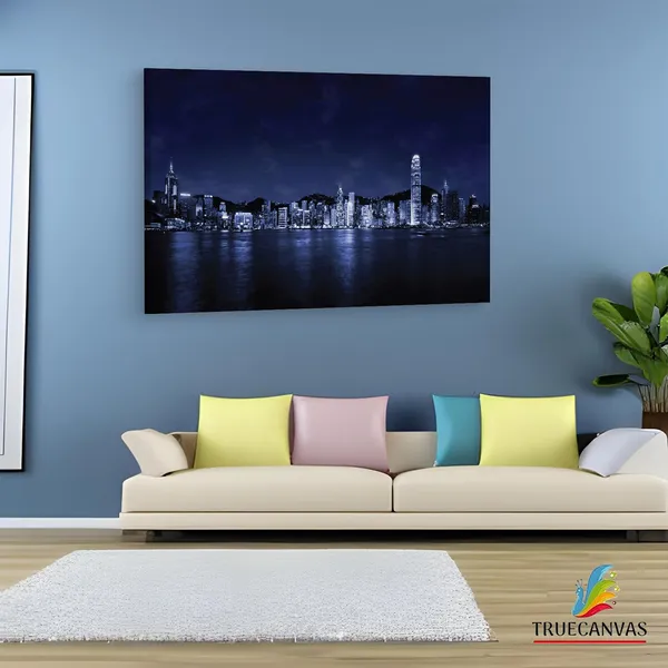 Multicolor_Hong_Kong_Skyline,_Wooden_Framed_Canvas_Paintings_|_For_Living_Room_|_Bedroom_|_Office_|_Gallery_|_Ready_Wall_Mount_Canvas_Wall_Art_Painting_|_Size_-_12_X_18In,_Ct0262