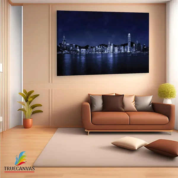 Multicolor_Hong_Kong_Skyline,_Wooden_Framed_Canvas_Paintings_|_For_Living_Room_|_Bedroom_|_Office_|_Gallery_|_Ready_Wall_Mount_Canvas_Wall_Art_Painting_|_Size_-_12_X_18In,_Ct0262