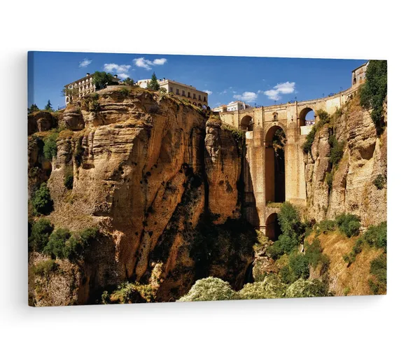 Multicolor_El_Tajo_De_Ronda,_Wooden_Framed_Canvas_Paintings_|_For_Living_Room_|_Bedroom_|_Office_|_Gallery_|_Ready_Wall_Mount_Canvas_Wall_Art_Painting_|_Size_-_12_X_18In,_Ct0279