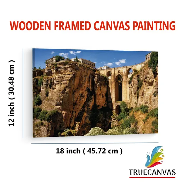Multicolor_El_Tajo_De_Ronda,_Wooden_Framed_Canvas_Paintings_|_For_Living_Room_|_Bedroom_|_Office_|_Gallery_|_Ready_Wall_Mount_Canvas_Wall_Art_Painting_|_Size_-_12_X_18In,_Ct0279