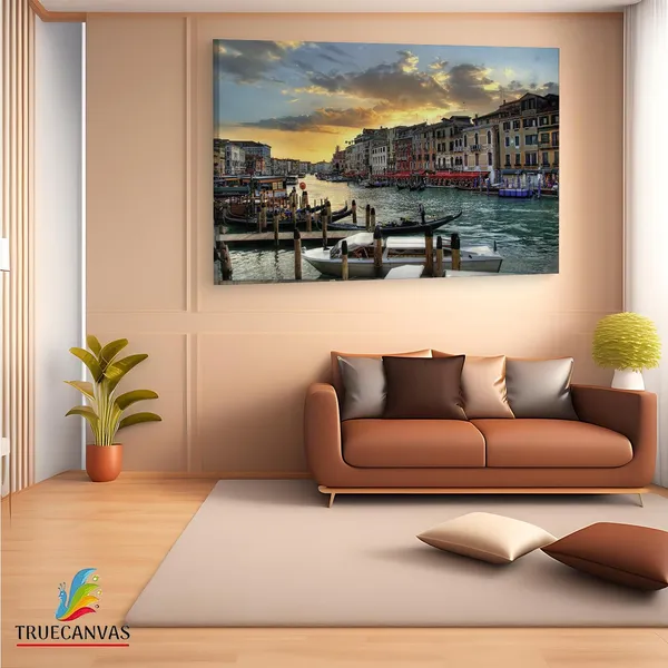 Multicolor_Grand_Canal,_Wooden_Framed_Canvas_Paintings_|_For_Living_Room_|_Bedroom_|_Office_|_Gallery_|_Ready_Wall_Mount_Canvas_Wall_Art_Painting_|_Size_-_12_X_18In,_Ct0283