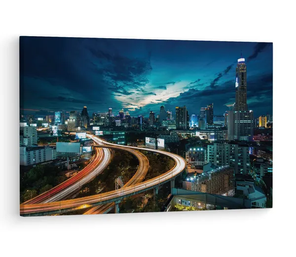 Multicolor_Bangkok_City_Road,_Wooden_Framed_Canvas_Paintings_|_For_Living_Room_|_Bedroom_|_Office_|_Gallery_|_Ready_Wall_Mount_Canvas_Wall_Art_Painting_|_Size_-_12_X_18In,_Ct0287