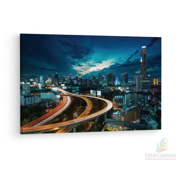 Multicolor_Bangkok_City_Road,_Wooden_Framed_Canvas_Paintings_|_For_Living_Room_|_Bedroom_|_Office_|_Gallery_|_Ready_Wall_Mount_Canvas_Wall_Art_Painting_|_Size_-_12_X_18In,_Ct0287