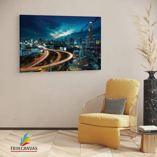 Multicolor_Bangkok_City_Road,_Wooden_Framed_Canvas_Paintings_|_For_Living_Room_|_Bedroom_|_Office_|_Gallery_|_Ready_Wall_Mount_Canvas_Wall_Art_Painting_|_Size_-_12_X_18In,_Ct0287