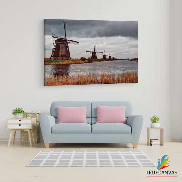 Multicolor_Unesco_Werelderfgoed_Kinderdijk,_Wooden_Framed_Canvas_Paintings_|_For_Living_Room_|_Bedroom_|_Office_|_Gallery_|_Ready_Wall_Mount_Canvas_Wall_Art_Painting_|_Size_-_12_X_18In,_Ct0293