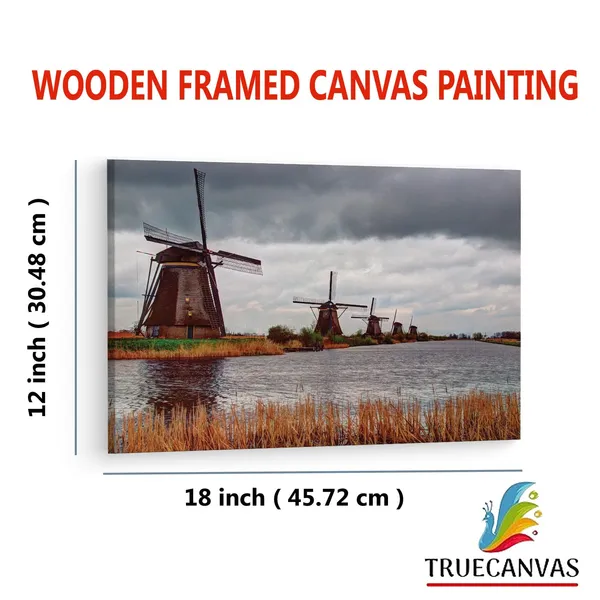 Multicolor_Unesco_Werelderfgoed_Kinderdijk,_Wooden_Framed_Canvas_Paintings_|_For_Living_Room_|_Bedroom_|_Office_|_Gallery_|_Ready_Wall_Mount_Canvas_Wall_Art_Painting_|_Size_-_12_X_18In,_Ct0293