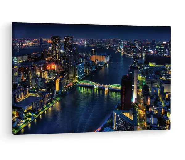 Multicolor_Night_Tokyo_River_Bridge,_Wooden_Framed_Canvas_Paintings_|_For_Living_Room_|_Bedroom_|_Office_|_Gallery_|_Ready_Wall_Mount_Canvas_Wall_Art_Painting_|_Size_-_12_X_18In,_Ct0302