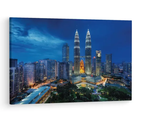 Multicolor_Petronas_Twin_Tower_2,_Wooden_Framed_Canvas_Paintings_|_For_Living_Room_|_Bedroom_|_Office_|_Gallery_|_Ready_Wall_Mount_Canvas_Wall_Art_Painting_|_Size_-_12_X_18In,_Ct0304