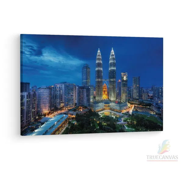 Multicolor_Petronas_Twin_Tower_2,_Wooden_Framed_Canvas_Paintings_|_For_Living_Room_|_Bedroom_|_Office_|_Gallery_|_Ready_Wall_Mount_Canvas_Wall_Art_Painting_|_Size_-_12_X_18In,_Ct0304
