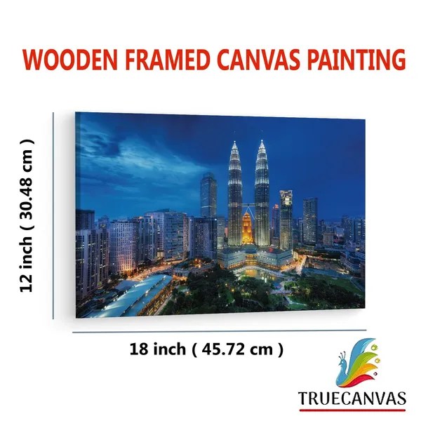 Multicolor_Petronas_Twin_Tower_2,_Wooden_Framed_Canvas_Paintings_|_For_Living_Room_|_Bedroom_|_Office_|_Gallery_|_Ready_Wall_Mount_Canvas_Wall_Art_Painting_|_Size_-_12_X_18In,_Ct0304