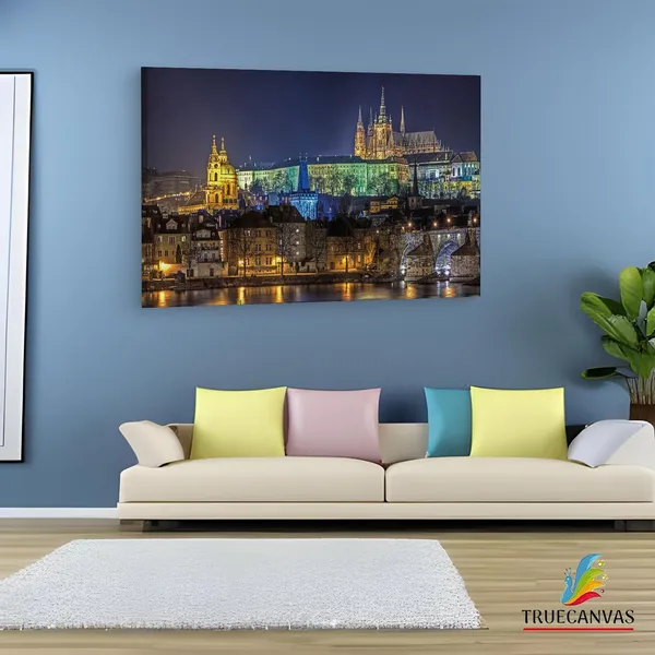 Multicolor_Prague_Castle,_Wooden_Framed_Canvas_Paintings_|_For_Living_Room_|_Bedroom_|_Office_|_Gallery_|_Ready_Wall_Mount_Canvas_Wall_Art_Painting_|_Size_-_12_X_18In,_Ct0309