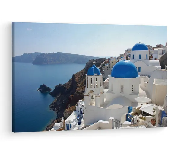 Multicolor_Ifasma_Church,_Oia,_Santorini,_Wooden_Framed_Canvas_Paintings_|_For_Living_Room_|_Bedroom_|_Office_|_Gallery_|_Ready_Wall_Mount_Canvas_Wall_Art_Painting_|_Size_-_12_X_18In,_Ct0319