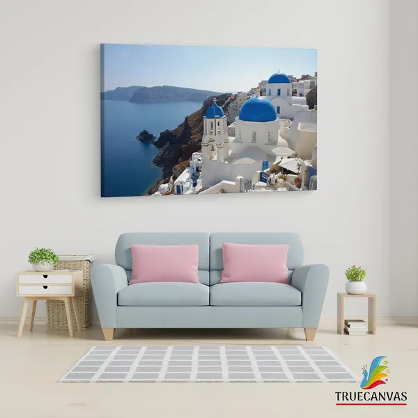 Multicolor_Ifasma_Church,_Oia,_Santorini,_Wooden_Framed_Canvas_Paintings_|_For_Living_Room_|_Bedroom_|_Office_|_Gallery_|_Ready_Wall_Mount_Canvas_Wall_Art_Painting_|_Size_-_12_X_18In,_Ct0319
