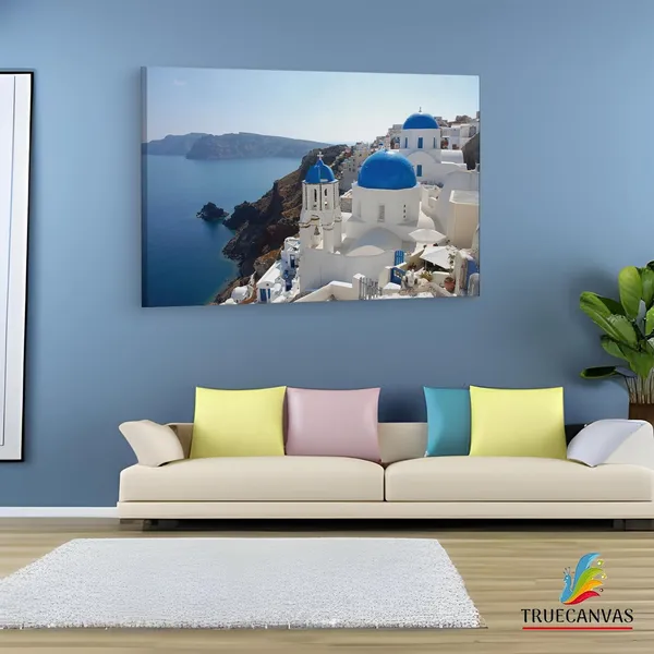Multicolor_Ifasma_Church,_Oia,_Santorini,_Wooden_Framed_Canvas_Paintings_|_For_Living_Room_|_Bedroom_|_Office_|_Gallery_|_Ready_Wall_Mount_Canvas_Wall_Art_Painting_|_Size_-_12_X_18In,_Ct0319