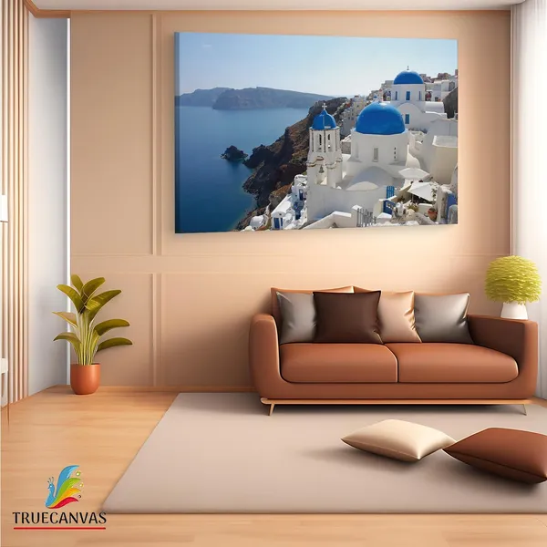 Multicolor_Ifasma_Church,_Oia,_Santorini,_Wooden_Framed_Canvas_Paintings_|_For_Living_Room_|_Bedroom_|_Office_|_Gallery_|_Ready_Wall_Mount_Canvas_Wall_Art_Painting_|_Size_-_12_X_18In,_Ct0319