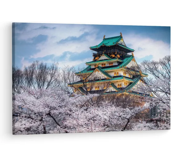 Multicolor_Osaka_Castle,_Wooden_Framed_Canvas_Paintings_|_For_Living_Room_|_Bedroom_|_Office_|_Gallery_|_Ready_Wall_Mount_Canvas_Wall_Art_Painting_|_Size_-_12_X_18In,_Ct0331