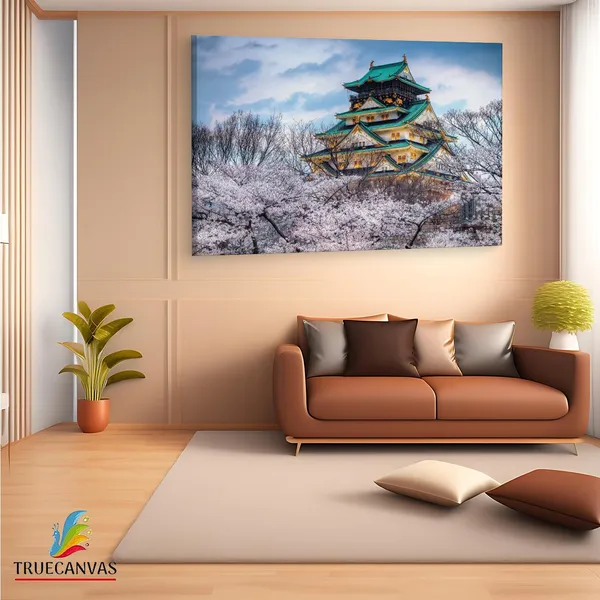 Multicolor_Osaka_Castle,_Wooden_Framed_Canvas_Paintings_|_For_Living_Room_|_Bedroom_|_Office_|_Gallery_|_Ready_Wall_Mount_Canvas_Wall_Art_Painting_|_Size_-_12_X_18In,_Ct0331