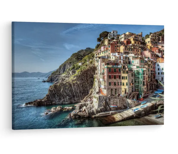 Multicolor_Cinque_Terre_Dock,_Wooden_Framed_Canvas_Paintings_|_For_Living_Room_|_Bedroom_|_Office_|_Gallery_|_Ready_Wall_Mount_Canvas_Wall_Art_Painting_|_Size_-_12_X_18In,_Ct0335