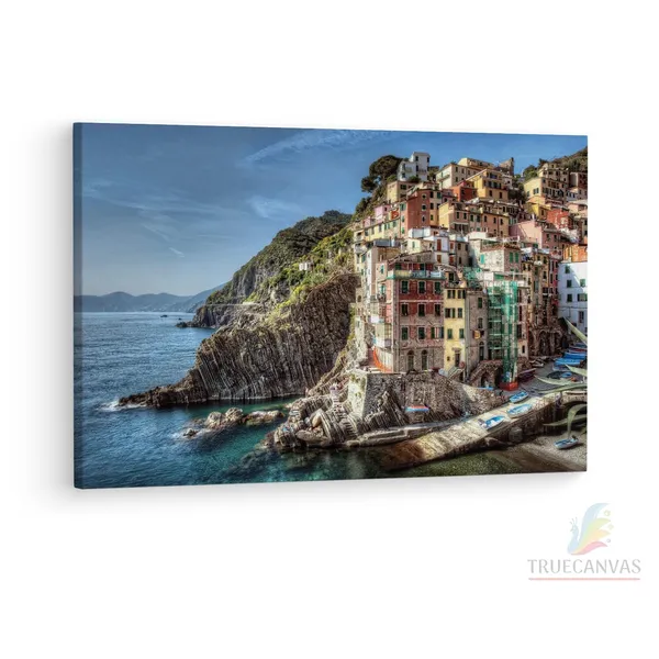 Multicolor_Cinque_Terre_Dock,_Wooden_Framed_Canvas_Paintings_|_For_Living_Room_|_Bedroom_|_Office_|_Gallery_|_Ready_Wall_Mount_Canvas_Wall_Art_Painting_|_Size_-_12_X_18In,_Ct0335