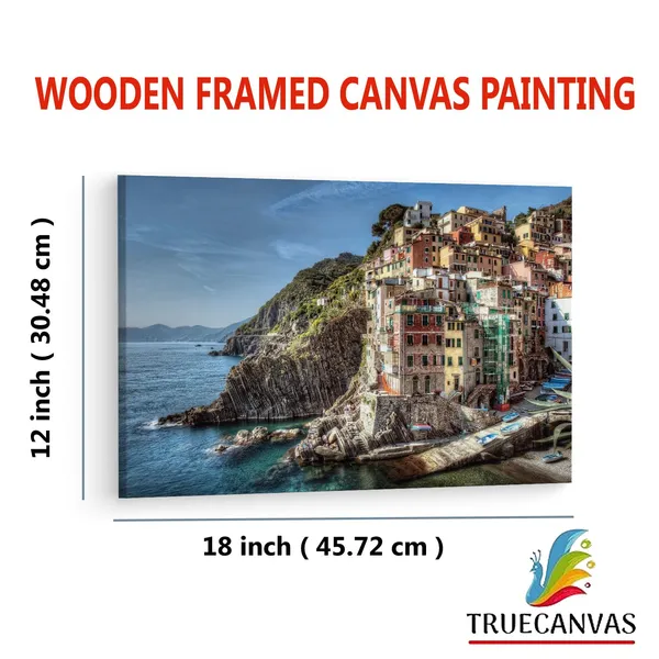 Multicolor_Cinque_Terre_Dock,_Wooden_Framed_Canvas_Paintings_|_For_Living_Room_|_Bedroom_|_Office_|_Gallery_|_Ready_Wall_Mount_Canvas_Wall_Art_Painting_|_Size_-_12_X_18In,_Ct0335