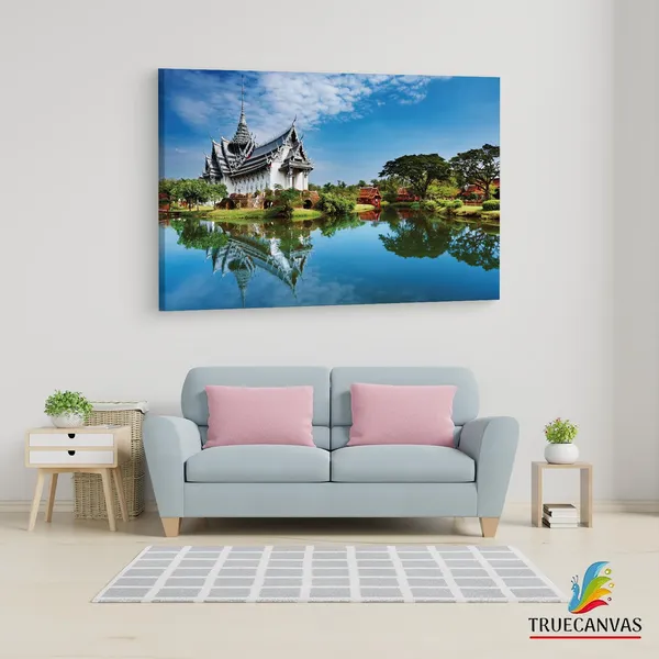 Multicolor_Summer_Temple,_Wooden_Framed_Canvas_Paintings_|_For_Living_Room_|_Bedroom_|_Office_|_Gallery_|_Ready_Wall_Mount_Canvas_Wall_Art_Painting_|_Size_-_12_X_18In,_Ct0338