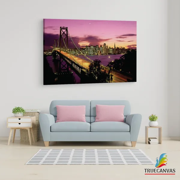 Multicolor_San_Francisco_Bay_Bridge,_Wooden_Framed_Canvas_Paintings_|_For_Living_Room_|_Bedroom_|_Office_|_Gallery_|_Ready_Wall_Mount_Canvas_Wall_Art_Painting_|_Size_-_12_X_18In,_Ct0339