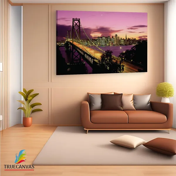 Multicolor_San_Francisco_Bay_Bridge,_Wooden_Framed_Canvas_Paintings_|_For_Living_Room_|_Bedroom_|_Office_|_Gallery_|_Ready_Wall_Mount_Canvas_Wall_Art_Painting_|_Size_-_12_X_18In,_Ct0339