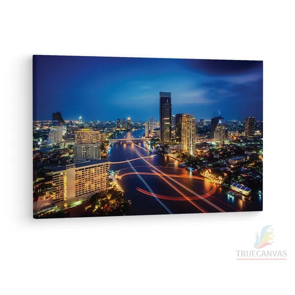 Multicolor_Bangkok_Thailand_Night,_Wooden_Framed_Canvas_Paintings_|_For_Living_Room_|_Bedroom_|_Office_|_Gallery_|_Ready_Wall_Mount_Canvas_Wall_Art_Painting_|_Size_-_12_X_18In,_Ct0340