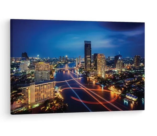 Multicolor_Bangkok_Thailand_Night,_Wooden_Framed_Canvas_Paintings_|_For_Living_Room_|_Bedroom_|_Office_|_Gallery_|_Ready_Wall_Mount_Canvas_Wall_Art_Painting_|_Size_-_12_X_18In,_Ct0340