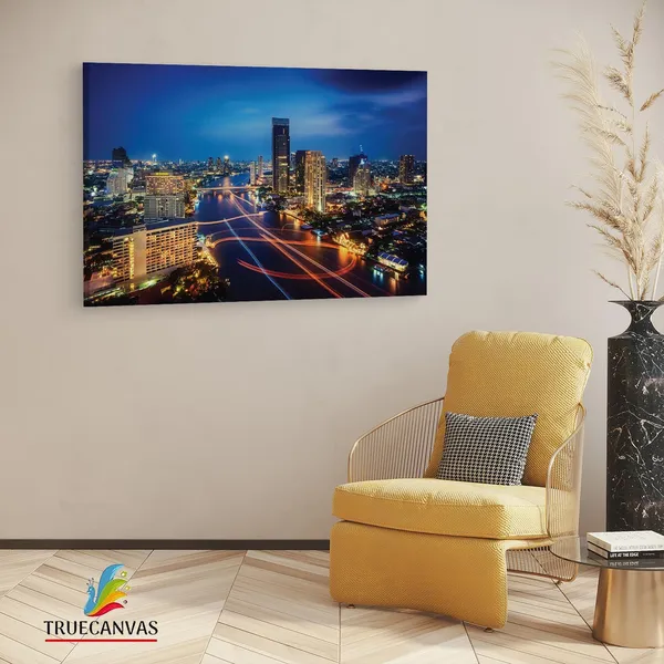 Multicolor_Bangkok_Thailand_Night,_Wooden_Framed_Canvas_Paintings_|_For_Living_Room_|_Bedroom_|_Office_|_Gallery_|_Ready_Wall_Mount_Canvas_Wall_Art_Painting_|_Size_-_12_X_18In,_Ct0340