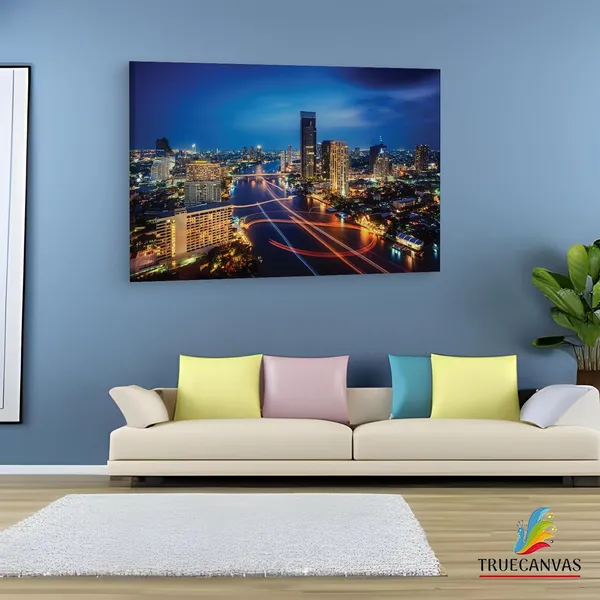 Multicolor_Bangkok_Thailand_Night,_Wooden_Framed_Canvas_Paintings_|_For_Living_Room_|_Bedroom_|_Office_|_Gallery_|_Ready_Wall_Mount_Canvas_Wall_Art_Painting_|_Size_-_12_X_18In,_Ct0340