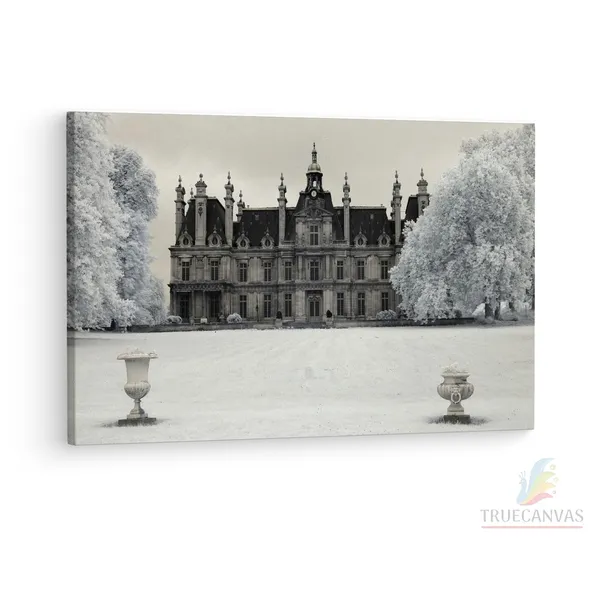 Multicolor_Ch?Teau_De_Franconville,_Wooden_Framed_Canvas_Paintings_|_For_Living_Room_|_Bedroom_|_Office_|_Gallery_|_Ready_Wall_Mount_Canvas_Wall_Art_Painting_|_Size_-_12_X_18In,_Ct0342