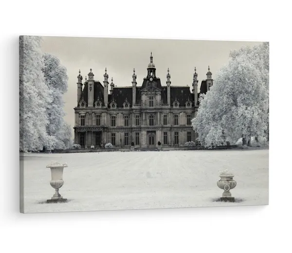 Multicolor_Ch?Teau_De_Franconville,_Wooden_Framed_Canvas_Paintings_|_For_Living_Room_|_Bedroom_|_Office_|_Gallery_|_Ready_Wall_Mount_Canvas_Wall_Art_Painting_|_Size_-_12_X_18In,_Ct0342