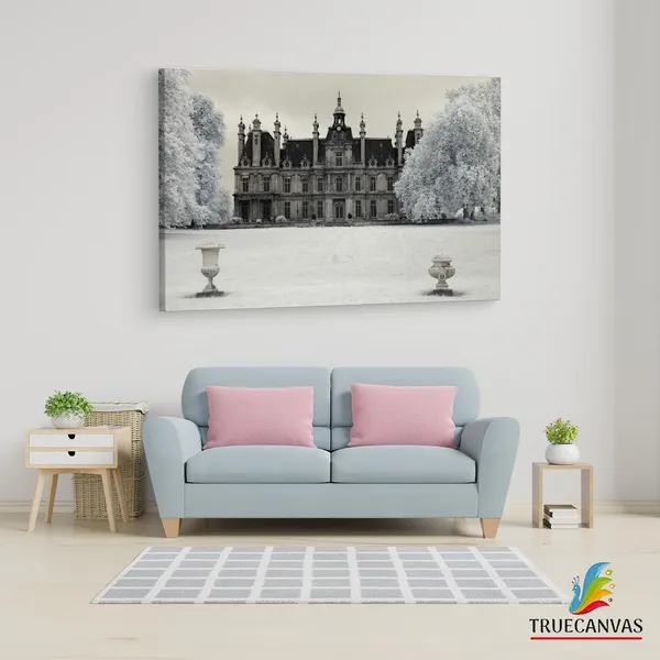 Multicolor_Ch?Teau_De_Franconville,_Wooden_Framed_Canvas_Paintings_|_For_Living_Room_|_Bedroom_|_Office_|_Gallery_|_Ready_Wall_Mount_Canvas_Wall_Art_Painting_|_Size_-_12_X_18In,_Ct0342