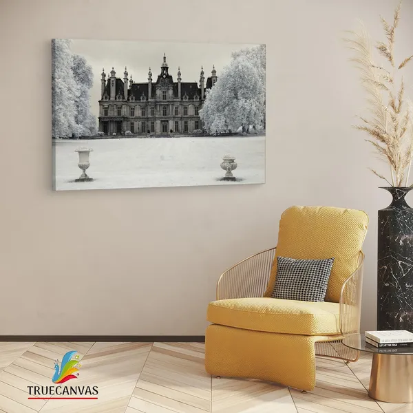 Multicolor_Ch?Teau_De_Franconville,_Wooden_Framed_Canvas_Paintings_|_For_Living_Room_|_Bedroom_|_Office_|_Gallery_|_Ready_Wall_Mount_Canvas_Wall_Art_Painting_|_Size_-_12_X_18In,_Ct0342