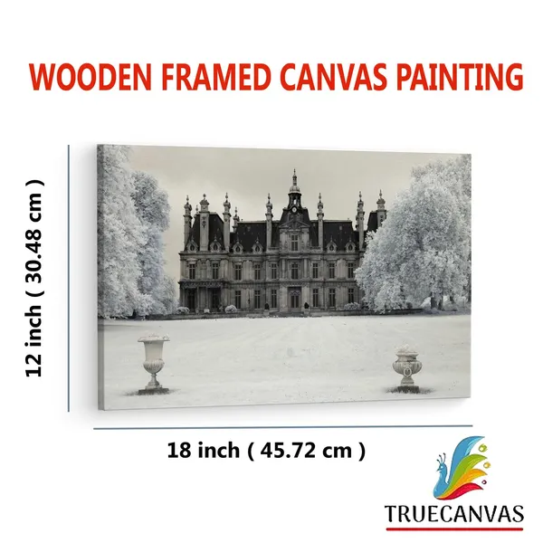 Multicolor_Ch?Teau_De_Franconville,_Wooden_Framed_Canvas_Paintings_|_For_Living_Room_|_Bedroom_|_Office_|_Gallery_|_Ready_Wall_Mount_Canvas_Wall_Art_Painting_|_Size_-_12_X_18In,_Ct0342