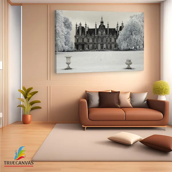 Multicolor_Ch?Teau_De_Franconville,_Wooden_Framed_Canvas_Paintings_|_For_Living_Room_|_Bedroom_|_Office_|_Gallery_|_Ready_Wall_Mount_Canvas_Wall_Art_Painting_|_Size_-_12_X_18In,_Ct0342