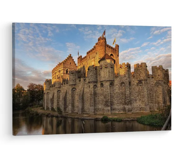 Multicolor_Gravensteen,_Wooden_Framed_Canvas_Paintings_|_For_Living_Room_|_Bedroom_|_Office_|_Gallery_|_Ready_Wall_Mount_Canvas_Wall_Art_Painting_|_Size_-_12_X_18In,_Ct0351
