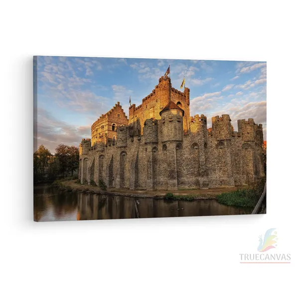 Multicolor_Gravensteen,_Wooden_Framed_Canvas_Paintings_|_For_Living_Room_|_Bedroom_|_Office_|_Gallery_|_Ready_Wall_Mount_Canvas_Wall_Art_Painting_|_Size_-_12_X_18In,_Ct0351