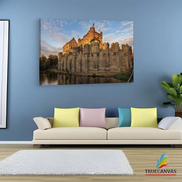 Multicolor_Gravensteen,_Wooden_Framed_Canvas_Paintings_|_For_Living_Room_|_Bedroom_|_Office_|_Gallery_|_Ready_Wall_Mount_Canvas_Wall_Art_Painting_|_Size_-_12_X_18In,_Ct0351