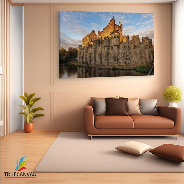 Multicolor_Gravensteen,_Wooden_Framed_Canvas_Paintings_|_For_Living_Room_|_Bedroom_|_Office_|_Gallery_|_Ready_Wall_Mount_Canvas_Wall_Art_Painting_|_Size_-_12_X_18In,_Ct0351