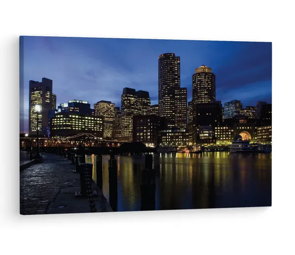 Multicolor_Boston_Harbor,_Wooden_Framed_Canvas_Paintings_|_For_Living_Room_|_Bedroom_|_Office_|_Gallery_|_Ready_Wall_Mount_Canvas_Wall_Art_Painting_|_Size_-_12_X_18In,_Ct0358