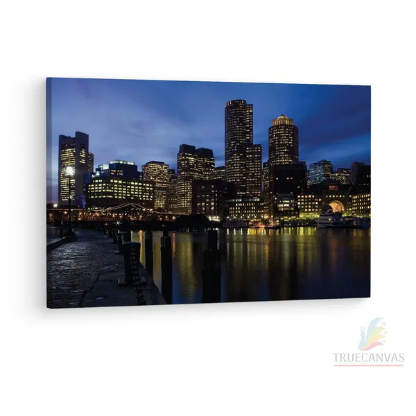 Multicolor_Boston_Harbor,_Wooden_Framed_Canvas_Paintings_|_For_Living_Room_|_Bedroom_|_Office_|_Gallery_|_Ready_Wall_Mount_Canvas_Wall_Art_Painting_|_Size_-_12_X_18In,_Ct0358