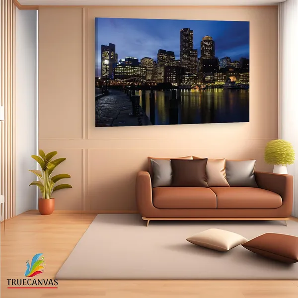 Multicolor_Boston_Harbor,_Wooden_Framed_Canvas_Paintings_|_For_Living_Room_|_Bedroom_|_Office_|_Gallery_|_Ready_Wall_Mount_Canvas_Wall_Art_Painting_|_Size_-_12_X_18In,_Ct0358